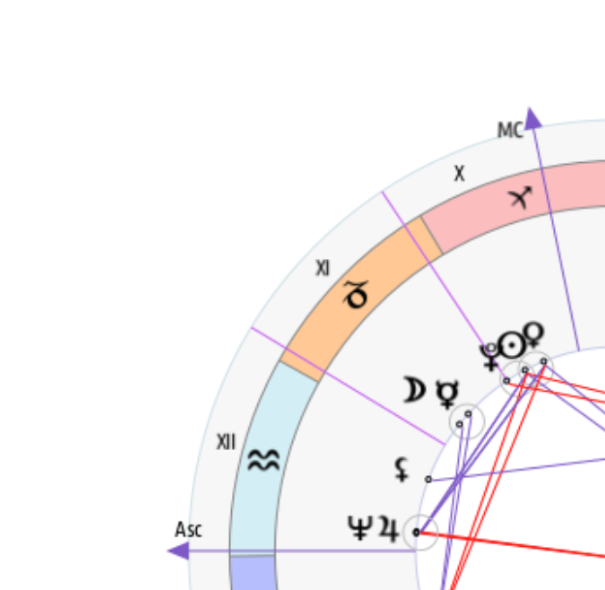 Anonymized natal chart wheel